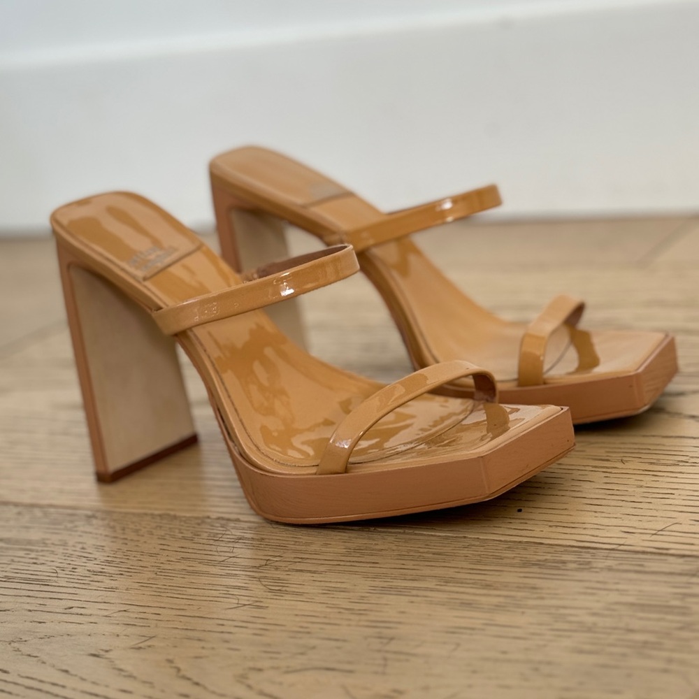 Jeffrey Campbell Hustler Platform Sandal Patent Dusty Nude